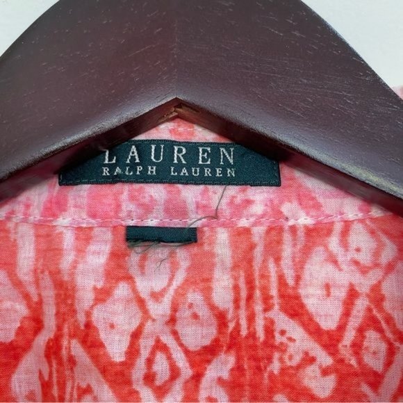LAUREN RALPH LAUREN Colorful Batik print Tie front Button up Shirt S-M LIKE NEW - Picture 5 of 12